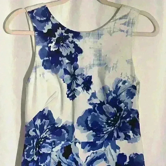 Mauve Anthropologie Sleeveless Blue Floral Dress Size 4 - Picture 3 of 9